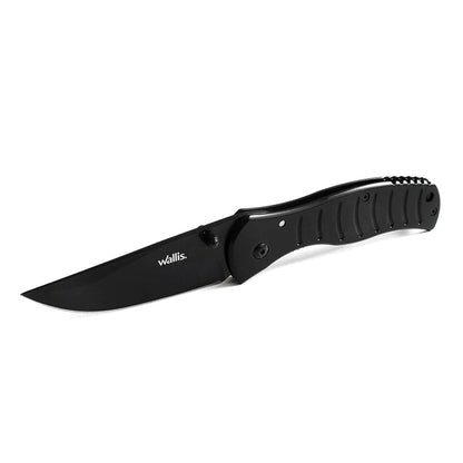 Navaja de bloqueo con mango de metal negro con clip Wallis