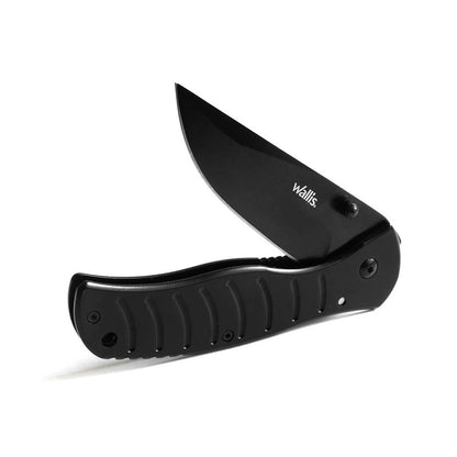 Navaja de bloqueo con mango de metal negro con clip Wallis