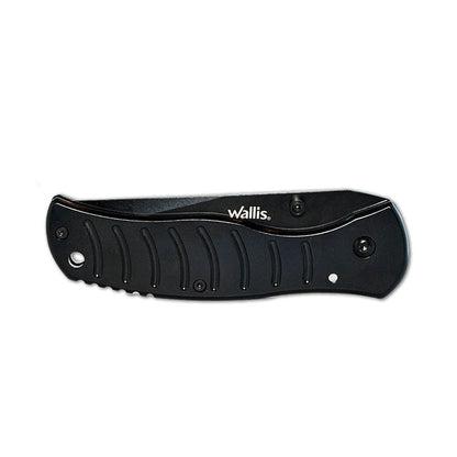 Navaja de bloqueo con mango de metal negro con clip Wallis