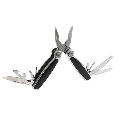Multiherramienta de 12 usos, 10 cm cerrada, mango metal con PVC negro Wallis