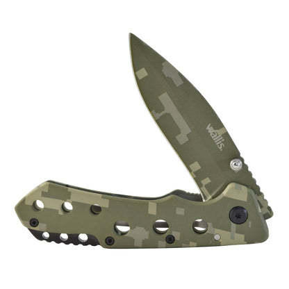Navaja de bloqueo camuflaje verde, acero inoxidable, dureza 48-52 Wallis