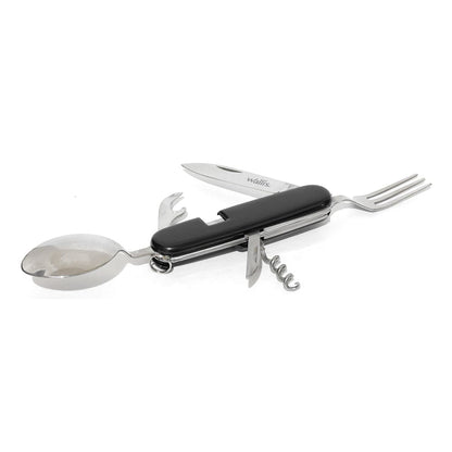 Cubierto con 8 usos, desplegables a 2 piezas, mango PVC negro Wallis