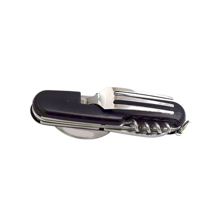Cubierto con 8 usos, desplegables a 2 piezas, mango PVC negro Wallis