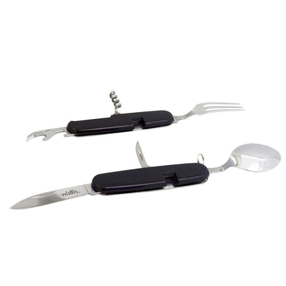 Cubierto con 8 usos, desplegables a 2 piezas, mango PVC negro Wallis