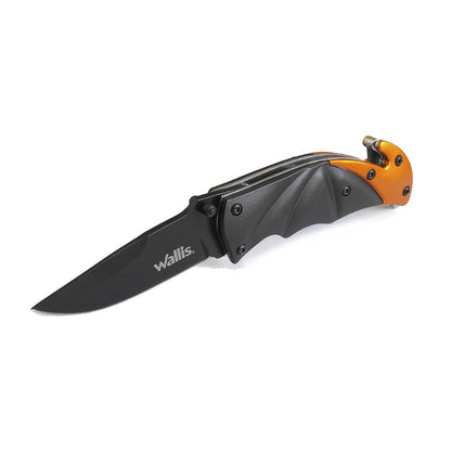 Navaja de bloqueo con mango S.O.S., metal negro/naranja con clip Wallis