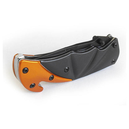 Navaja de bloqueo con mango S.O.S., metal negro/naranja con clip Wallis
