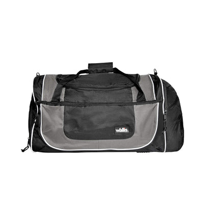 Maleta deportiva/viaje, 100% poliéster, 65 L, azul/gris