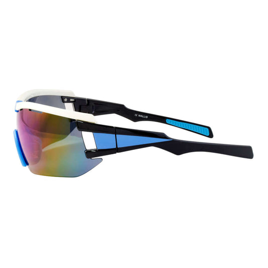 Lentes armazón blanco, mica humo, espejo tornasol, con estuche y paño