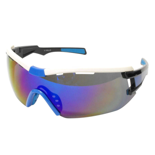 Lentes armazón blanco, mica humo, espejo tornasol, con estuche y paño