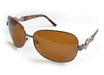 Lentes armazón café metálico/animal print, micas café, con estuche y paño