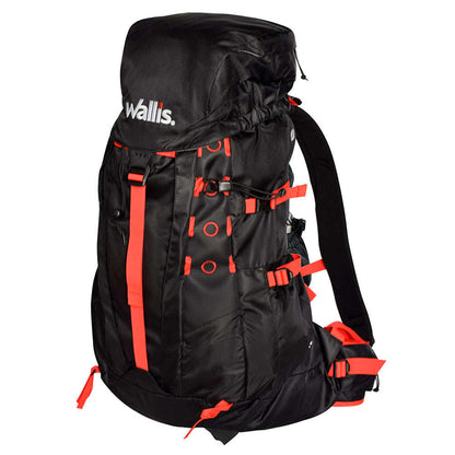 Mochila para montaña CHILAS 50 L, negro con rojo Wallis