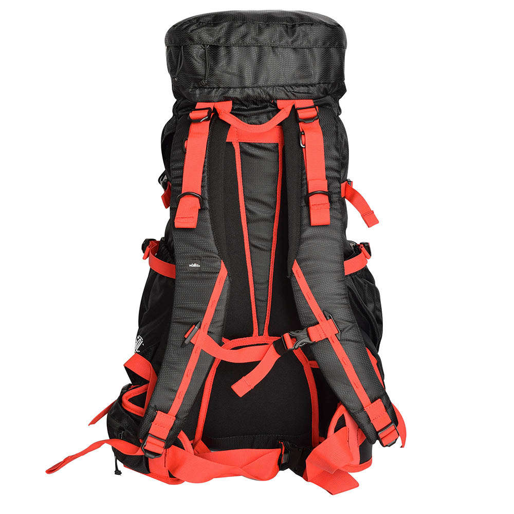 Mochila para montaña CHILAS 50 L, negro con rojo