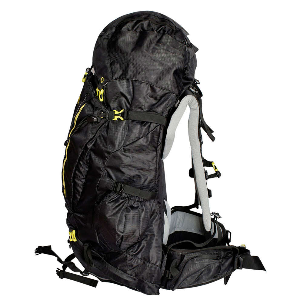 Mochila para montaña EIGER 55 L, negro con verde limón