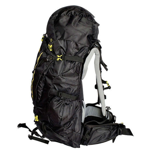 Mochila para montaña EIGER 55 L, negro con verde limón