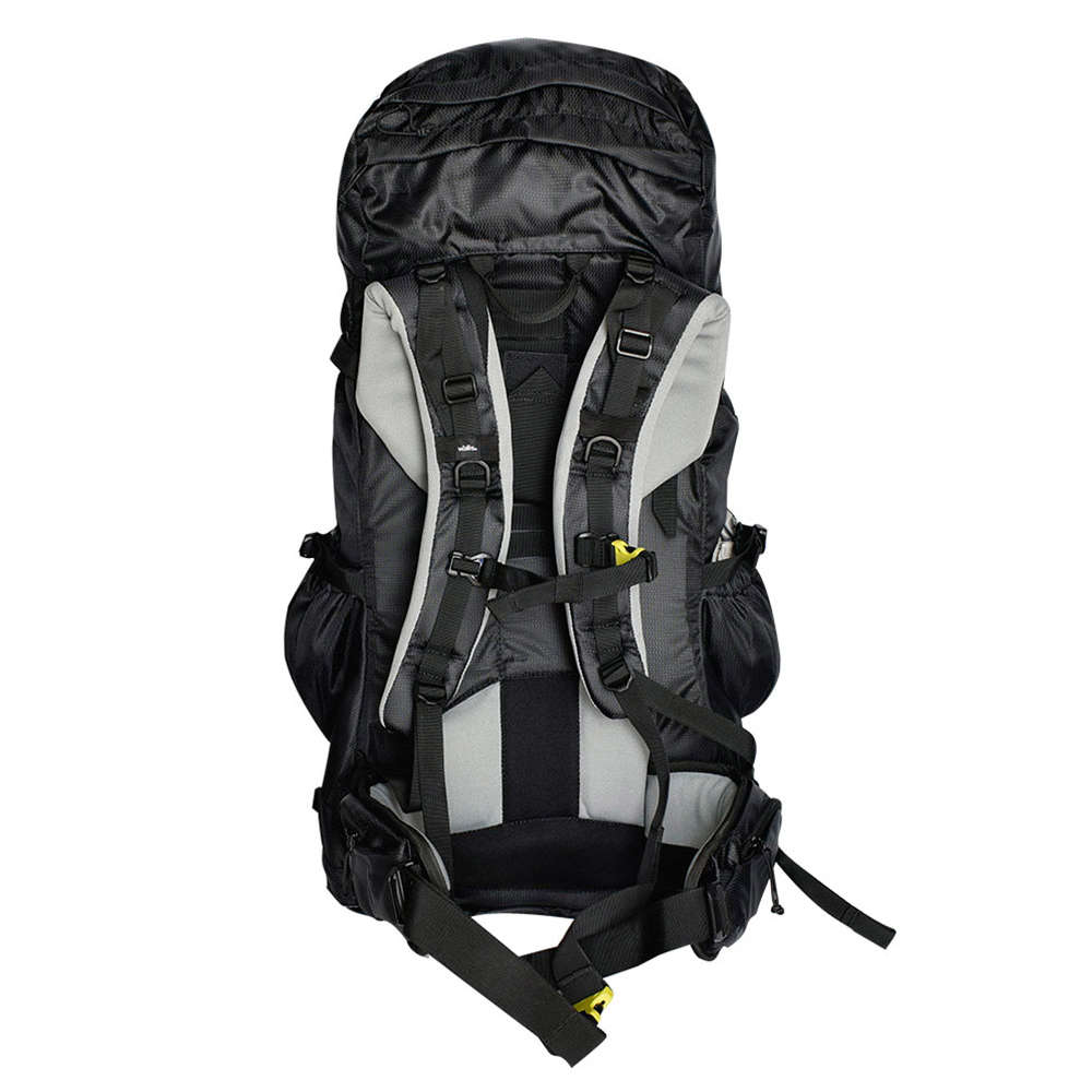 Mochila para montaña EIGER 55 L, negro con verde limón